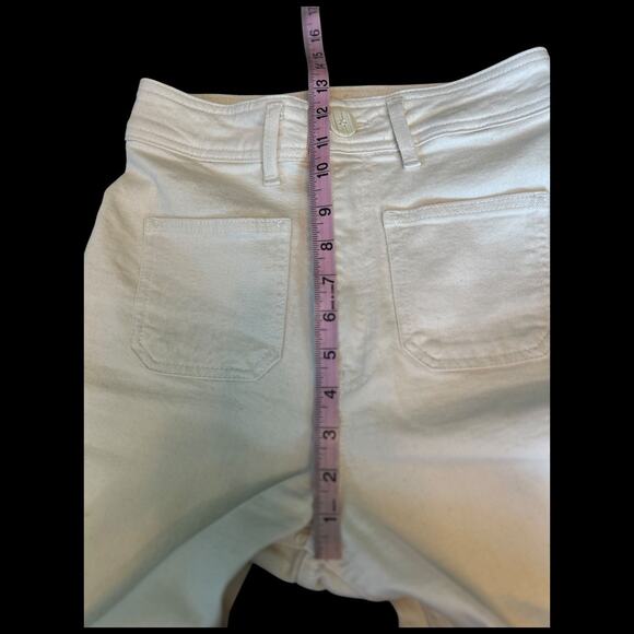 NWOT Zara Wide Leg Stretch Jeans Patch Pockets High Waist Wide Leg Frayed Hem 2 - Picture 8 of 11